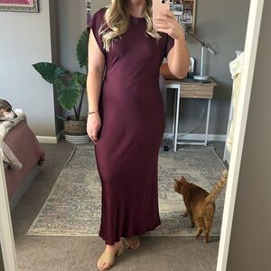Zara silk maxi dress in burgundy